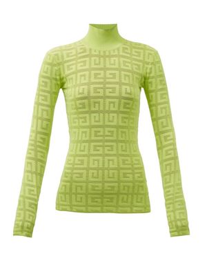 Givenchy - 4g Pointelle-knit High-neck Sweater - Womens - Yellow