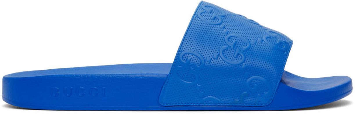Gucci Blue Demetra GG Slide Sandals