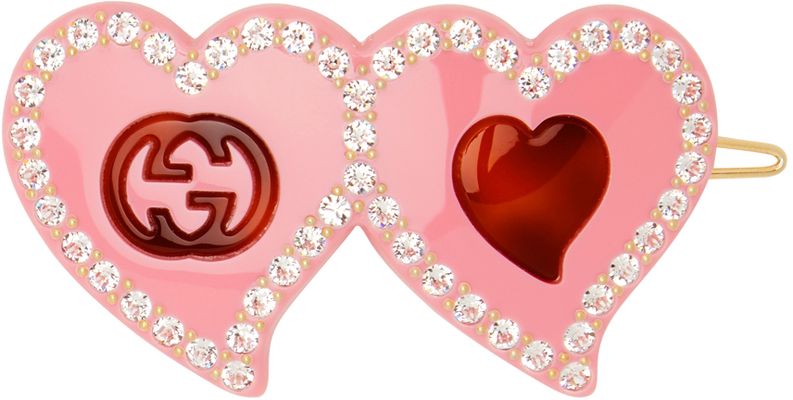 Gucci Pink GG Heart Hair Clip