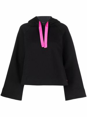 Emporio Armani panelled long-sleeve hoodie - Black