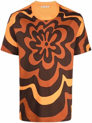 Marni flower-print T-shirt - Orange