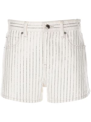 Alexander Wang Bite crystal-striped denim shorts - White