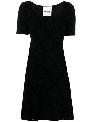 Koché scoop-neck short-sleeve dress - Black