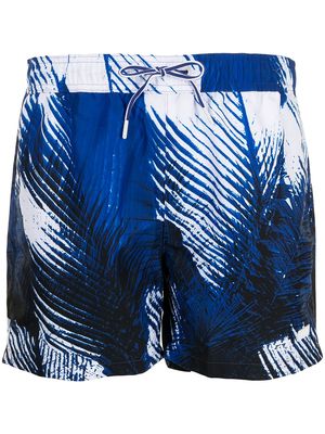 BOSS feather-print swim trunks - Blue