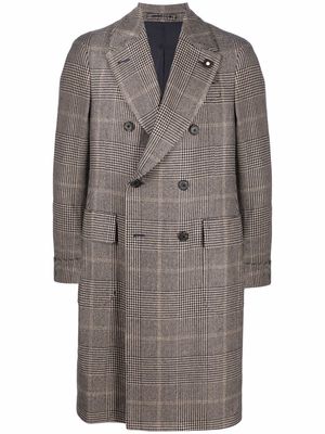 Lardini houndstooth-check double-breasted coat - Brown