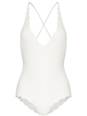 Marysia North scalloped-edge swimsuit - White