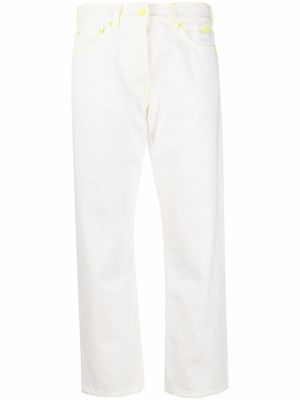 MSGM contrast-stitch cropped jeans - White