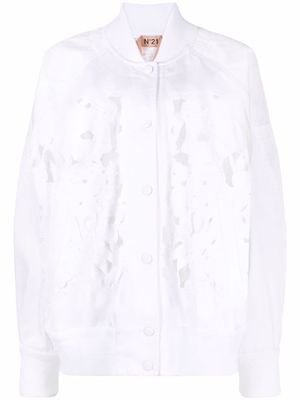 Nº21 floral cut-out bomber jacket - White