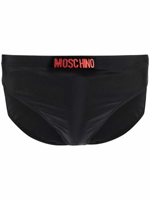 Moschino logo-lettering swimming trunks - Black
