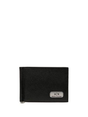 Armani Exchange logo-patch moneyclip bifold wallet - Black