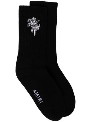 AMIRI cherub-embroidered socks - Black