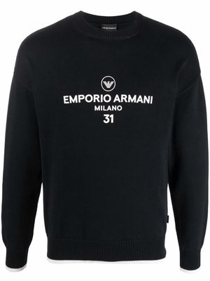 Emporio Armani logo crew-neck sweatshirt - Black