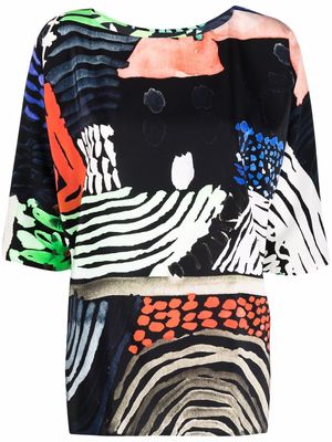 Daniela Gregis abstract-print silk blouse - Black
