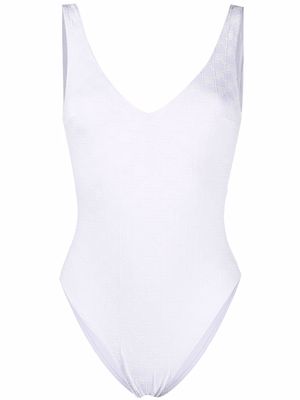 Elisabetta Franchi logo jacquard one-piece swimsuit - White