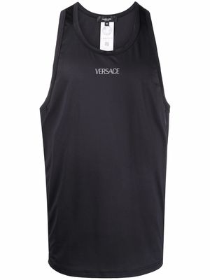 Versace logo printed performance vest top - Black