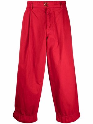 Kolor wide-leg cropped trousers - Red