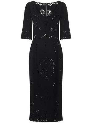 Dolce & Gabbana intaglio-detail short-sleeve midi dress - Black