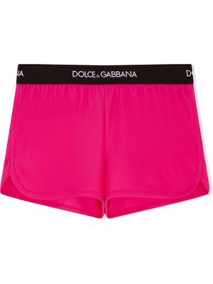 Dolce & Gabbana Kids logo-waistband shorts - Pink
