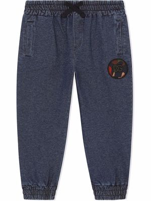 Dolce & Gabbana Kids logo-patch jogging trousers - Blue