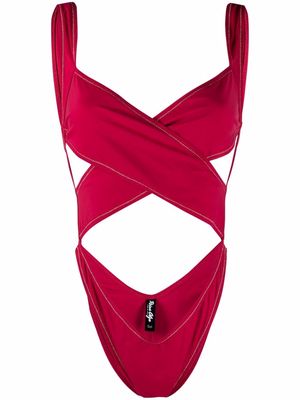 Reina Olga Exotica cross-strap swimsuit - Red