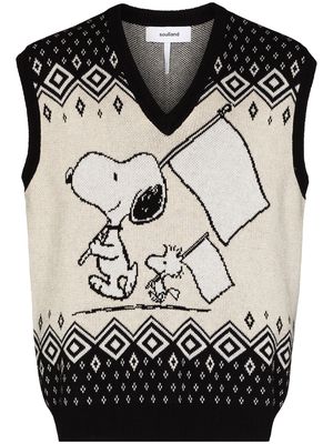 Soulland x Peanuts Snoopy knitted vest - Black