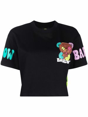 BARROW graphic-print cropped T-shirt - Black