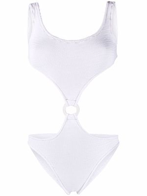 Reina Olga Augusta ribbed cut-out swimsuit - White