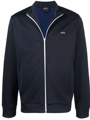 A.P.C. logo-print zip-up jacket - Blue
