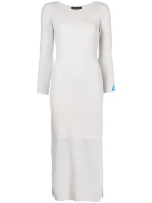 Armani Exchange semi-sheer long-sleeve dress - Grey