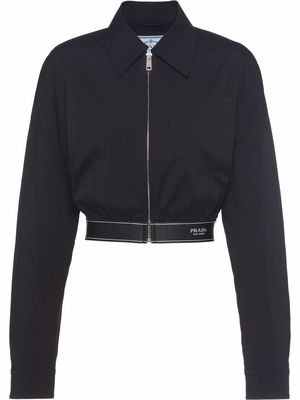 Prada logo-trim cropped jacket - Black
