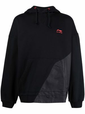 Li-Ning chest logo-print hoodie - Black