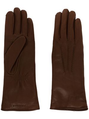 Agnelle Grace cashmere-lined leather gloves - Brown