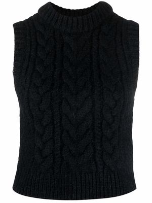 Cecilie Bahnsen Hannah cable-knit wool vest - Black