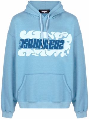 Dsquared2 logo-print relaxed hoodie - Blue