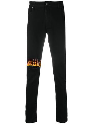 Vision Of Super slim-fit flame patch jeans - Black