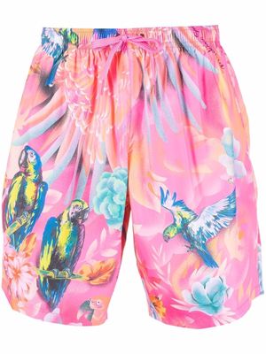 Moschino parrot-print swim shorts - Pink