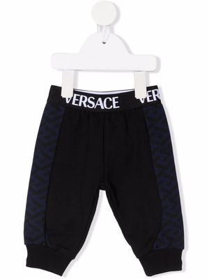 Versace Kids logo-waist cotton track pants - Blue