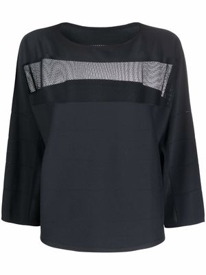 Pleats Please Issey Miyake mesh-panel cropped blouse - Black