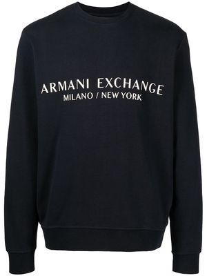 Armani Exchange logo-print cotton sweatshirt - Blue