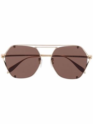 Alexander McQueen Eyewear geometric-frame sunglasses - Gold