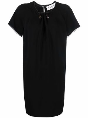 LANVIN gathered-detail short-sleeve dress - Black