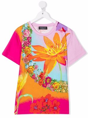 Versace Kids TEEN floral-print cotton T-shirt - Pink