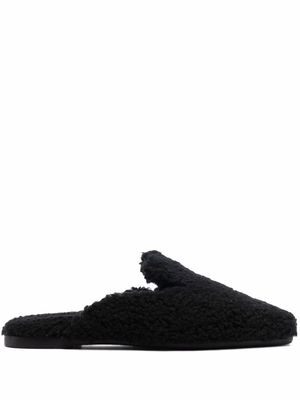 BOSS faux-shearling design slippers - Black
