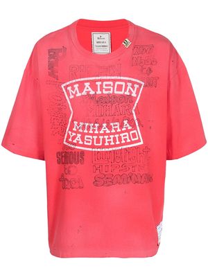 Maison Mihara Yasuhiro logo-print cotton T-shirt - Pink
