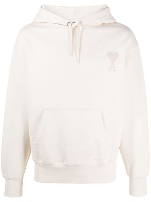 AMI Paris embroidered logo hoodie - Neutrals