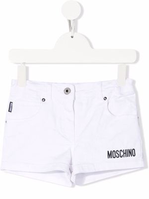 Moschino Kids logo-print denim shirt - White