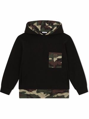 Dolce & Gabbana Kids long-sleeved camouflage-pattern hoodie - Black
