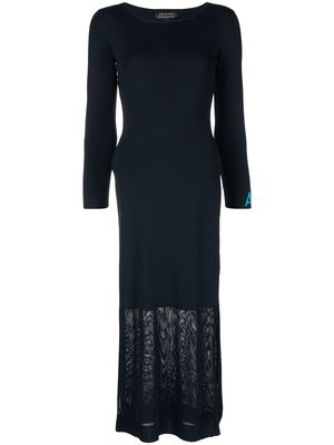 Armani Exchange logo-knit longsleeved dress - Blue