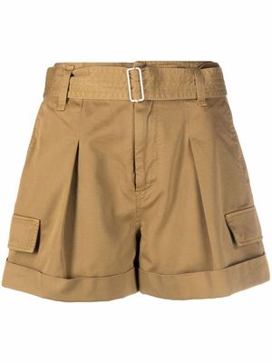 DONDUP belted pleated shorts - Brown