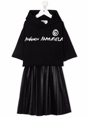 MM6 Maison Margiela Kids detachable logo-hoodie dress - Black